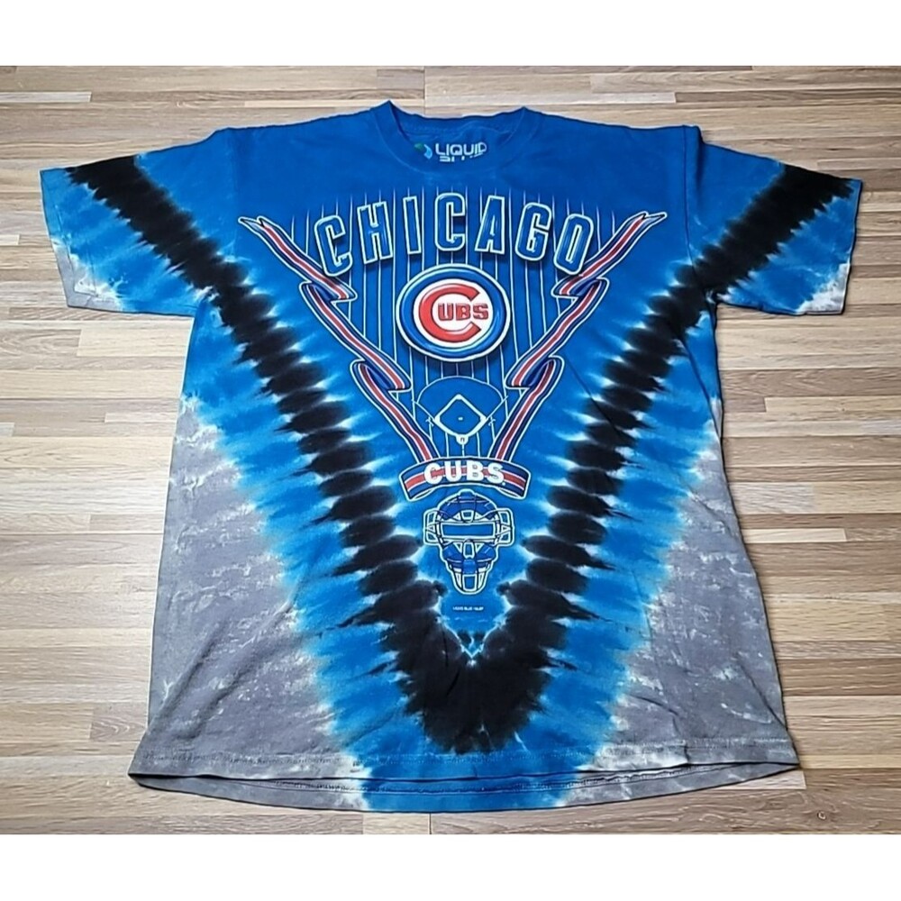 Liquid Blue Tie Dye‎ MLB Chicago Cubs Men's Tshirt Size Medium Double Sided